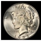 1935-p Peace Dollar Near Top Pop $1 ms66 SEGS
