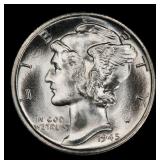 1945-s Mercury Dime Near Top Pop! 10c ms67+ fsb SE