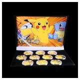 12 Coin Pokemon - Picachu - Gold Plated Round Coll