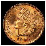 1902 Indian Cent . 1c Grades ms65 rd