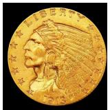 1913-p Gold Indian Quarter Eagle $2 1/2 ms65 SEGS