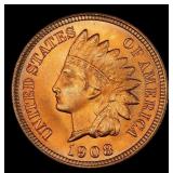 1908 Indian Cent Near Top Pop! 1c ms66+ rd SEGS
