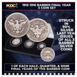 1915-1916 Barber Final Year  3 Coin Set, 1 of Each
