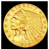 1908-p Gold Indian Quarter Eagle $2 1/2 ms65+ SEGS