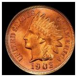1902 Indian Cent . 1c Grades ms65 rb