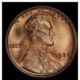 1924-p Lincoln Cent Near Top Pop! 1c ms66+ rd SEGS