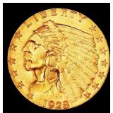 1928-p Gold Indian Quarter Eagle Near Top Pop! $2