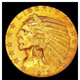 1913-p Gold Indian Half Eagle $5 ms64+ USCG