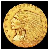 1914-p Gold Indian Quarter Eagle $2 1/2 ms65+ SEGS