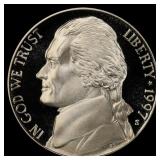 1997-s Proof Jefferson Nickel 5c pr70 dcam SEGS