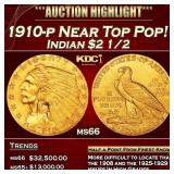 1910-p Gold Indian Quarter Eagle Near Top Pop! $2