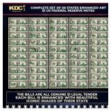 Complete Set of 50 States Enhanced Art $1 US Feder