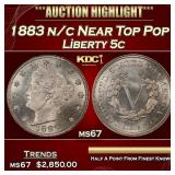 1883 n/c Liberty Nickel Near Top Pop 5c ms67 SEGS