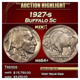 1927-s Buffalo Nickel 5c ms64+ SEGS
