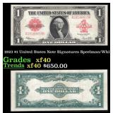 1923 $1 United States Note Grades xf Signatures Sp