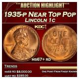 1935-p Lincoln Cent Near Top Pop 1c ms67+ rd SEGS