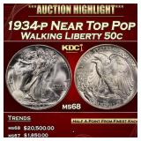 1934-p Walking Liberty Half Dollar Near Top Pop 50