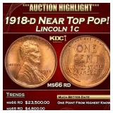 1918-d Lincoln Cent Near Top Pop! 1c ms66 rd SEGS