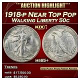1918-p Walking Liberty Half Dollar Near Top Pop 50