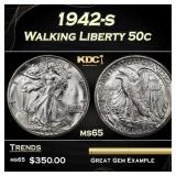 1942-s Walking Liberty Half Dollar 50c Grades ms65