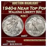 1940-s Walking Liberty Half Dollar Near Top Pop 50