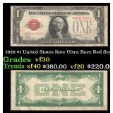 1928 $1 United States Note Ultra Rare Red Seal Gra