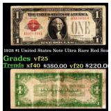 1928 $1 United States Note Ultra Rare Red Seal Gra