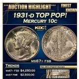 1931-d Mercury Dime TOP POP! 10c ms67+ fsb SEGS