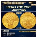 1884-s Gold Liberty Double Eagle TOP POP! $20 ms65