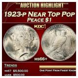 1923-p Peace Dollar Near Top Pop $1 ms66+ SEGS
