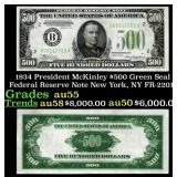 1934 $500 Green Seal Federal Reserve Note Presiden