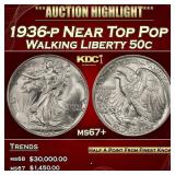 1936-p Walking Liberty Half Dollar Near Top Pop 50