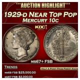 1929-d Mercury Dime Near Top Pop 10c ms67+ FSB SEG