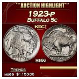 1923-p Buffalo Nickel 5c ms66 SEGS