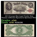 1917 $2 Large Size Legal Tender Note Thomas Jeffer
