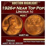 1926-p Lincoln Cent Near Top Pop! 1c ms67 rd SEGS
