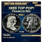 1955 Proof Franklin Half Dollar TOP POP! 50c pr69