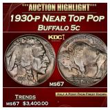 1930-p Buffalo Nickel Near Top Pop 5c ms67 SEGS