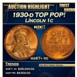 1930-d Lincoln Cent TOP POP! 1c ms67+ rd SEGS