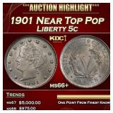 1901 Liberty Nickel Near Top Pop 5c ms66+ SEGS