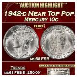 1942-d Mercury Dime Near Top Pop! 10c ms68 FSB SEG