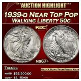 1939-d Walking Liberty Half Dollar Near Top Pop 50