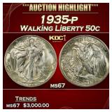 1935-p Walking Liberty Half Dollar 50c ms67 SEGS