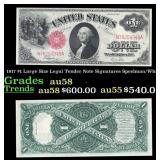 1917 $1 Large Size Legal Tender Note Grades Choice