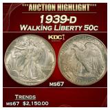 1939-d Walking Liberty Half Dollar 50c ms67 SEGS