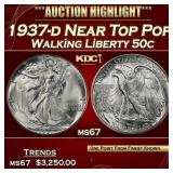 1937-d Walking Liberty Half Dollar Near Top Pop 50