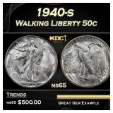 1940-s Walking Liberty Half Dollar 50c Grades ms65