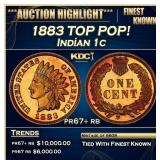 1883 Proof Indian Cent TOP POP! 1c pr67+ rb SEGS