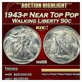 1943-p Walking Liberty Half Dollar Near Top Pop 50