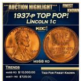 1937-p Lincoln Cent TOP POP! 1c ms68 rd SEGS